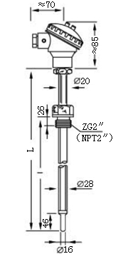 煙道、風道熱電偶