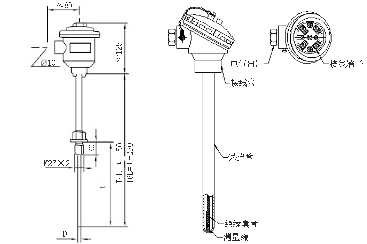 M27×2固定螺紋隔爆鎧裝熱電阻產(chǎn)品外觀