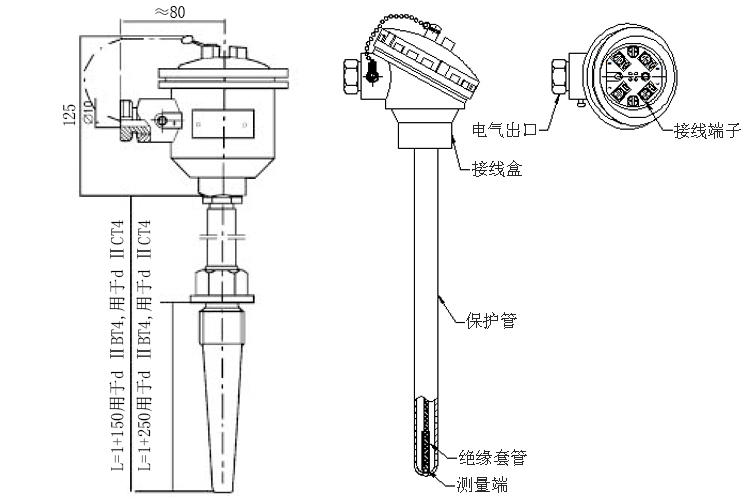 M33×2錐形保護(hù)管隔爆型熱電阻產(chǎn)品結(jié)構(gòu)